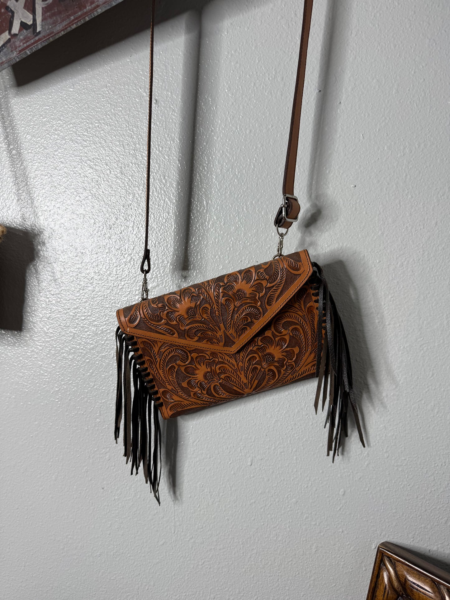 Hand Tooled Leather Purse/Clutch