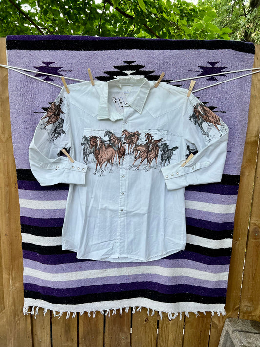 Horses are Faster ~ Vintage Roper Pearl Snap Shirt