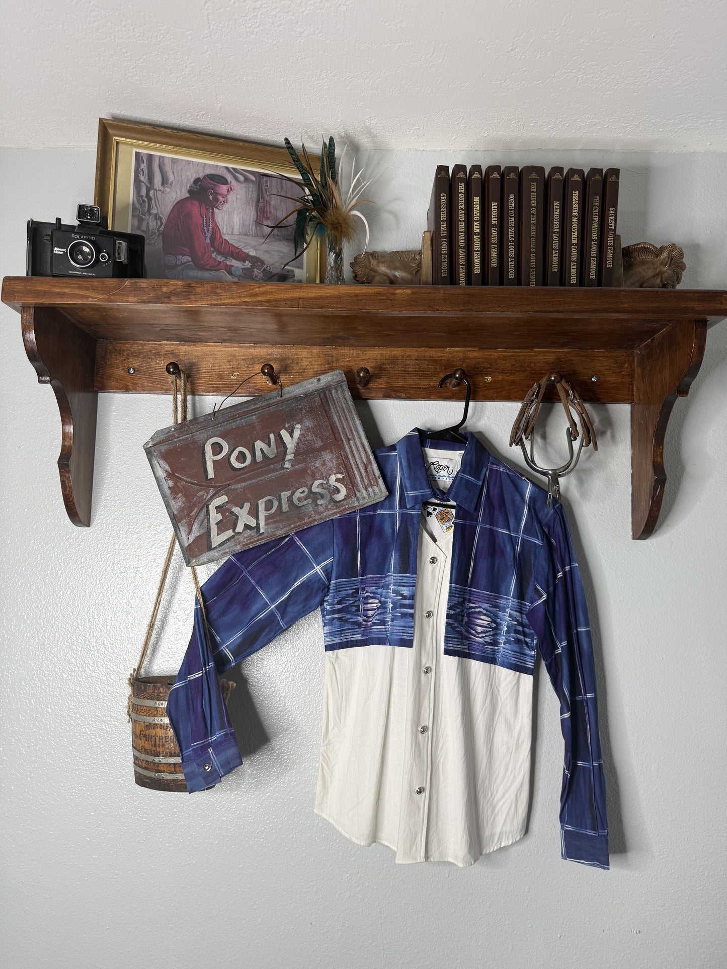 Vintage Roper Rodeo Blue Keyhole Button-Up Shirt