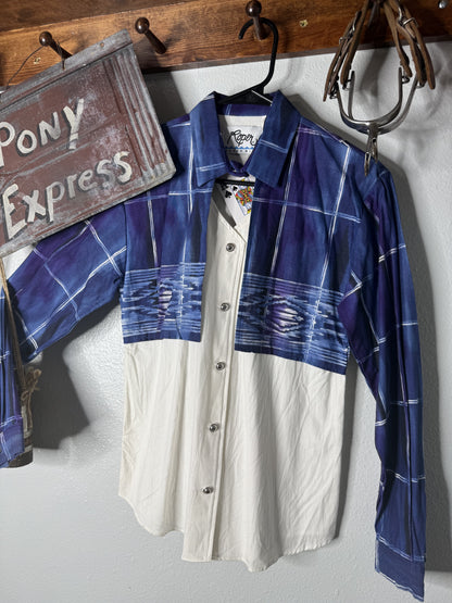 Vintage Roper Rodeo Blue Keyhole Button-Up Shirt