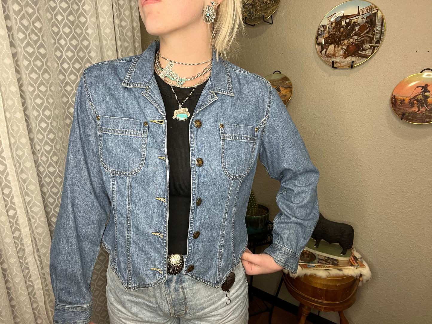 Prairie Blues Vintage Liz Claiborne Denim Button-up Shirt