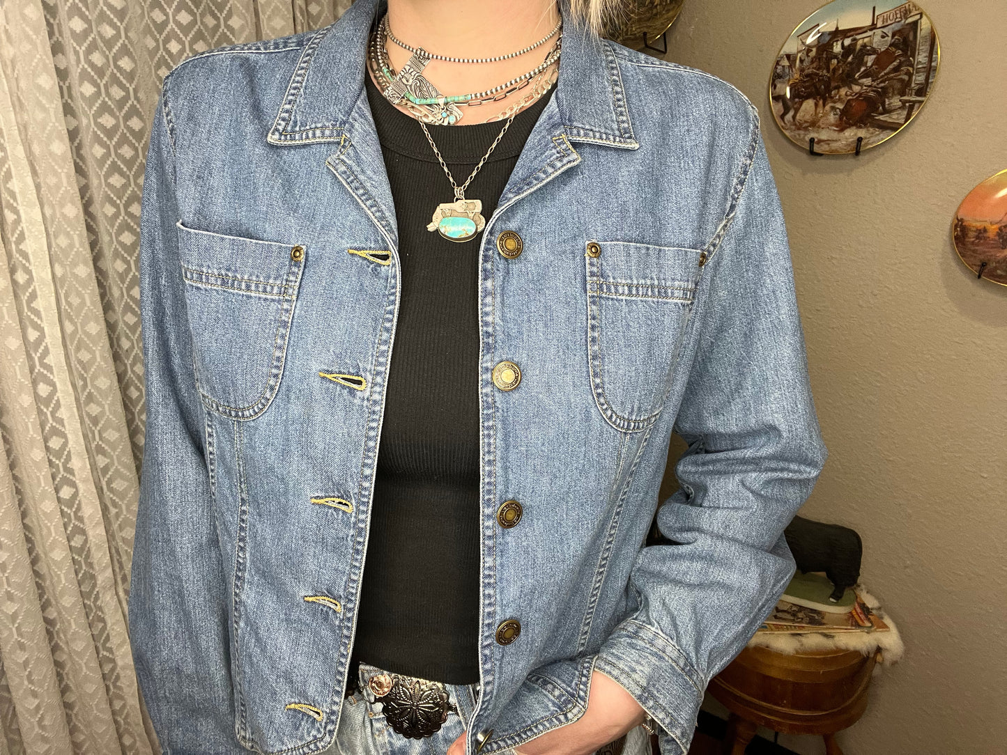 Prairie Blues Vintage Liz Claiborne Denim Button-up Shirt