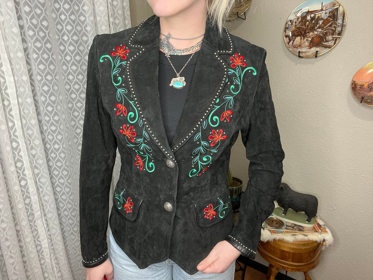 Oklahoma Smokeshow - Cripple Creek Genuine Leather Embroidered Blazer