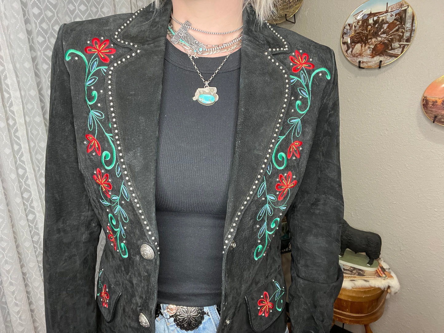 Oklahoma Smokeshow - Cripple Creek Genuine Leather Embroidered Blazer